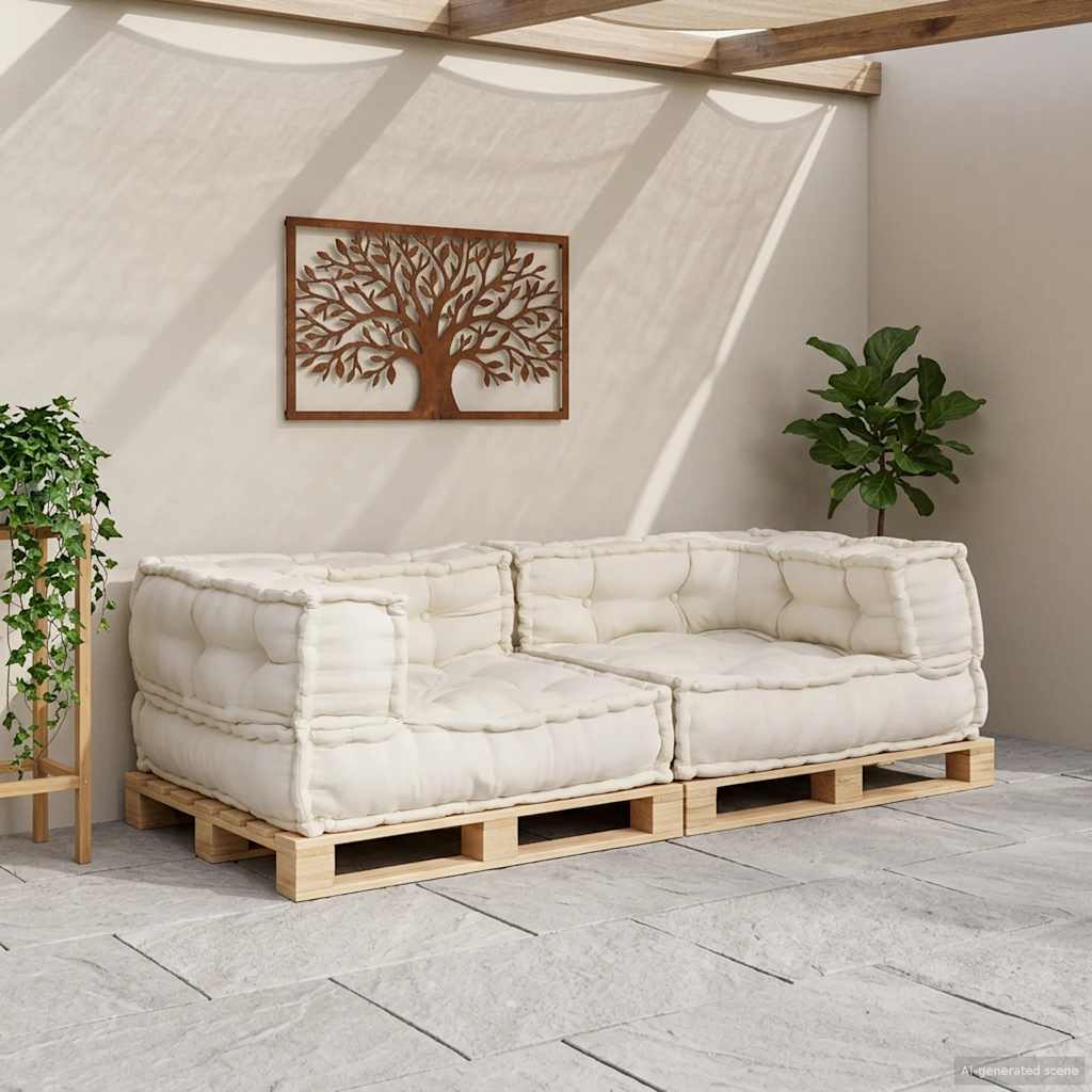 Canapé modulable 2 places Crème 140x70x36 cm Tissu