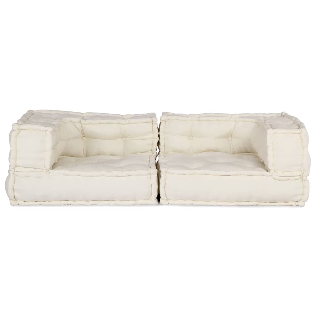 Canapé modulable 2 places Crème 140x70x36 cm Tissu