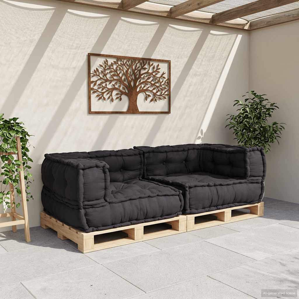 Canapé modulable 2 places anthracite 140x70x36 cm Tissu