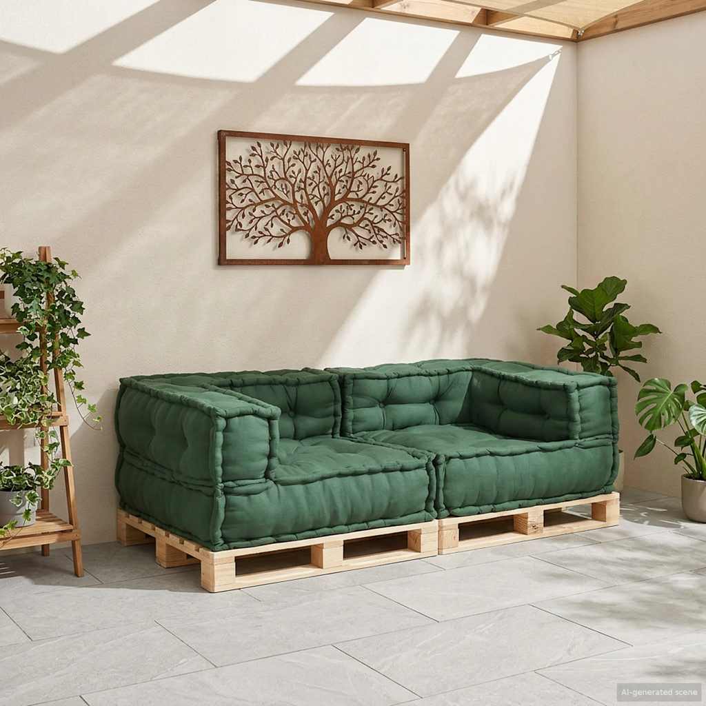 Canapé modulable 2 places vert 140x70x36 cm Tissu