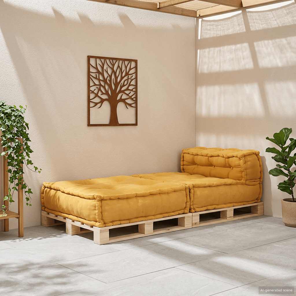 Modular Sofa Element Yellow 70x70x54 cm Fabric