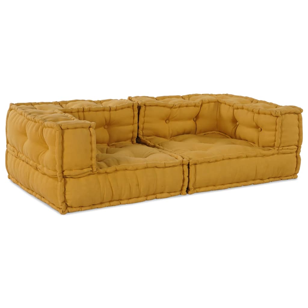 2-Seater Modular Sofa Yellow 140x70x36 cm Fabric