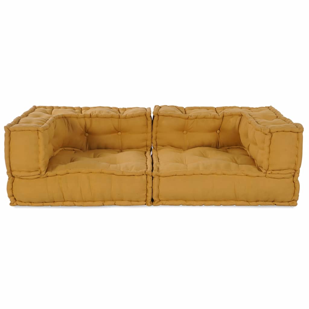 2-Seater Modular Sofa Yellow 140x70x36 cm Fabric