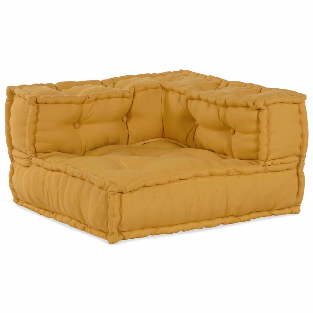 2-Seater Modular Sofa Yellow 140x70x36 cm Fabric