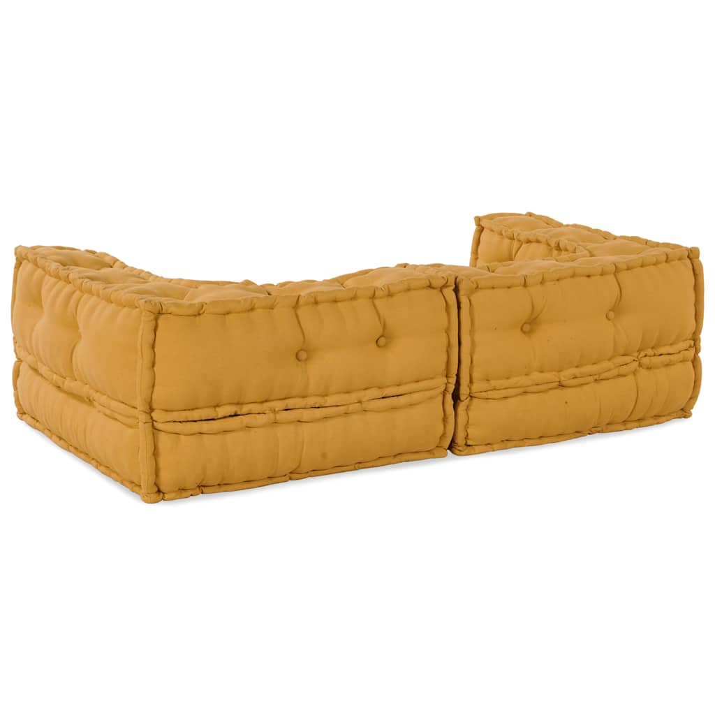 2-Seater Modular Sofa Yellow 140x70x36 cm Fabric