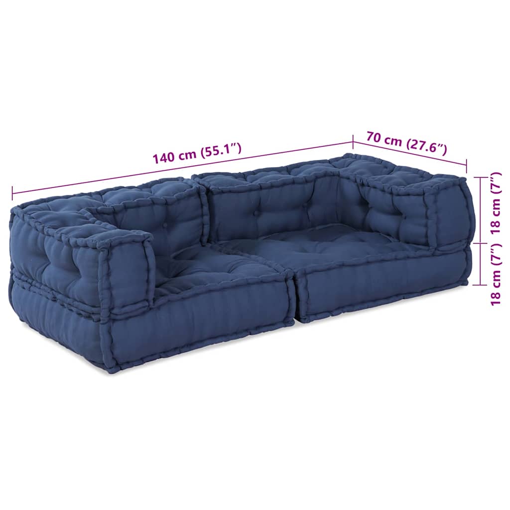Canapé modulable 3 pcs Indigo 140 x 70 x 36 cm Tissu