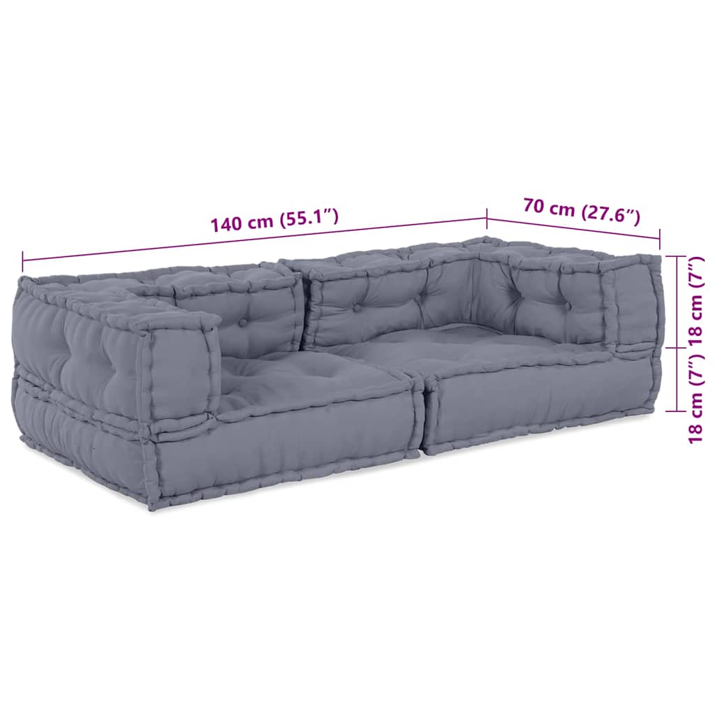 Modulares Sofa 3 pcs Grau 140 x 70 x 36 cm Stoff