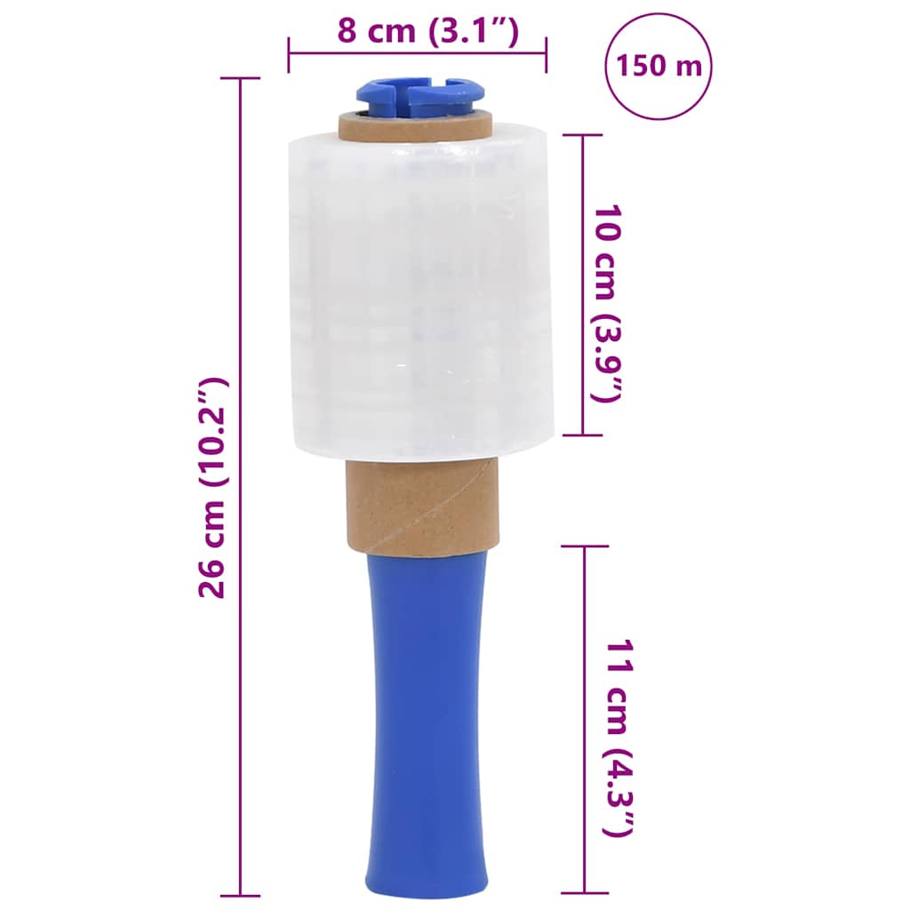 Stretch film with handle, 10 pcs, transparent, 23 µm, 50 cm x 150 m