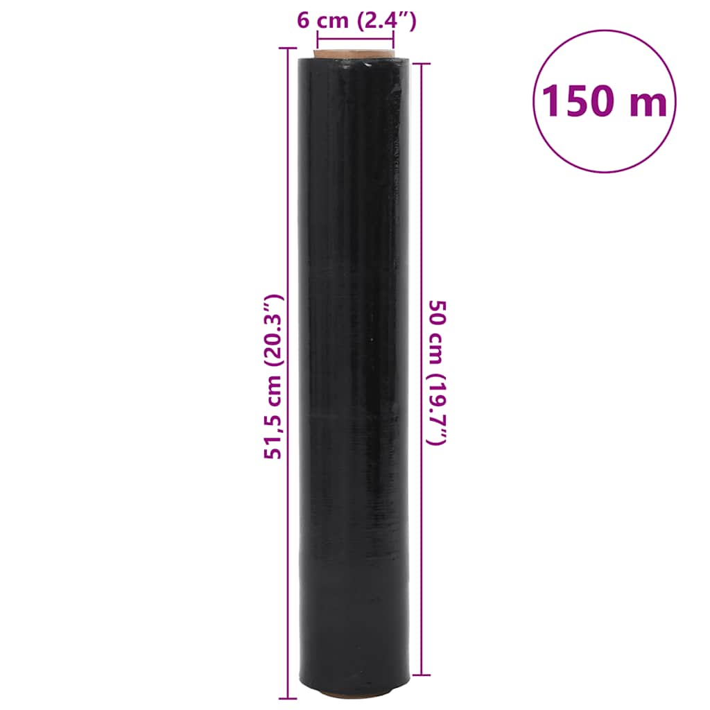Film étirable, 2 pièces, noir, 17 μm, 50 cm x 150 m