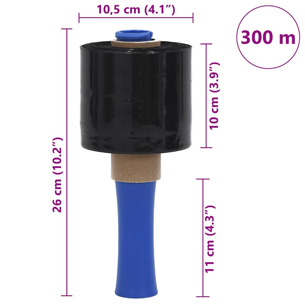 Stretchfolien 10 Stk. Schwarz 23 μm 10 cm x 300 m