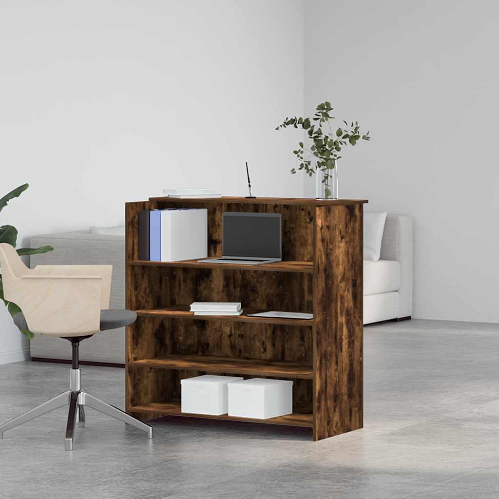 Reception Counter Smoked Oak 100x50x103.5 cm Wood Composite