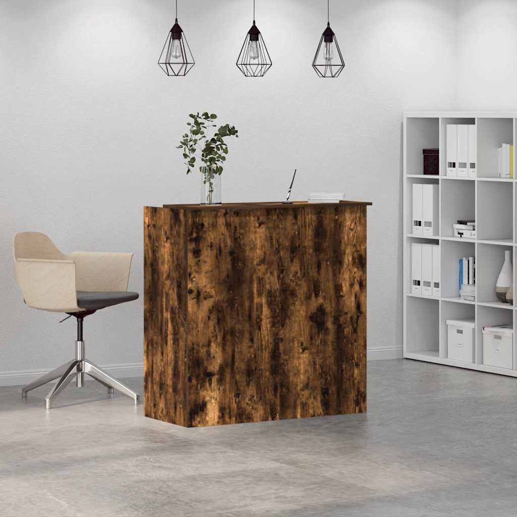 Reception Counter Smoked Oak 100x50x103.5 cm Wood Composite