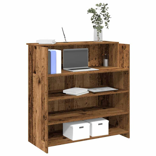 Comptoir d'accueil aspect vieux bois 100x50x103,5 cm Panneau de fibres de bois