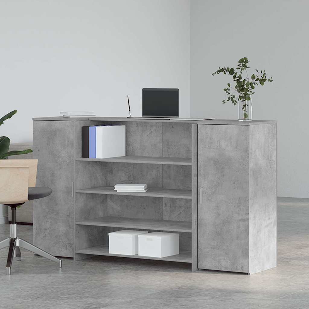 Reception Counter Concrete Grey 180x50x103.5 cm Wood-Based Material
