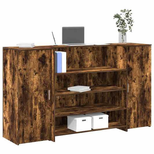 Comptoir de réception chêne fumé 180x50x103,5 cm Panneau à base de bois