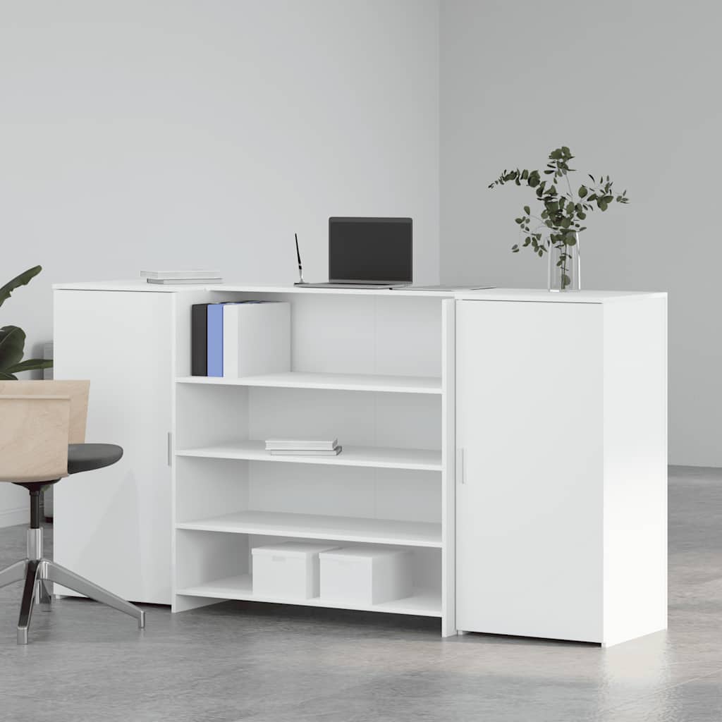 White Reception Desk 200 x 50 x 103.5 cm Wood-based Material