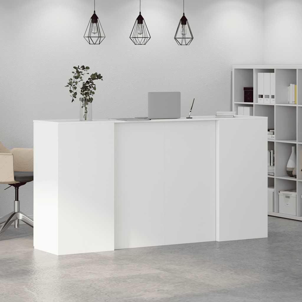White Reception Desk 200 x 50 x 103.5 cm Wood-based Material