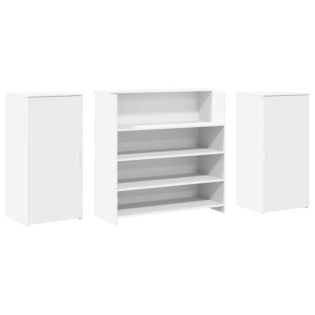 White Reception Desk 200 x 50 x 103.5 cm Wood-based Material