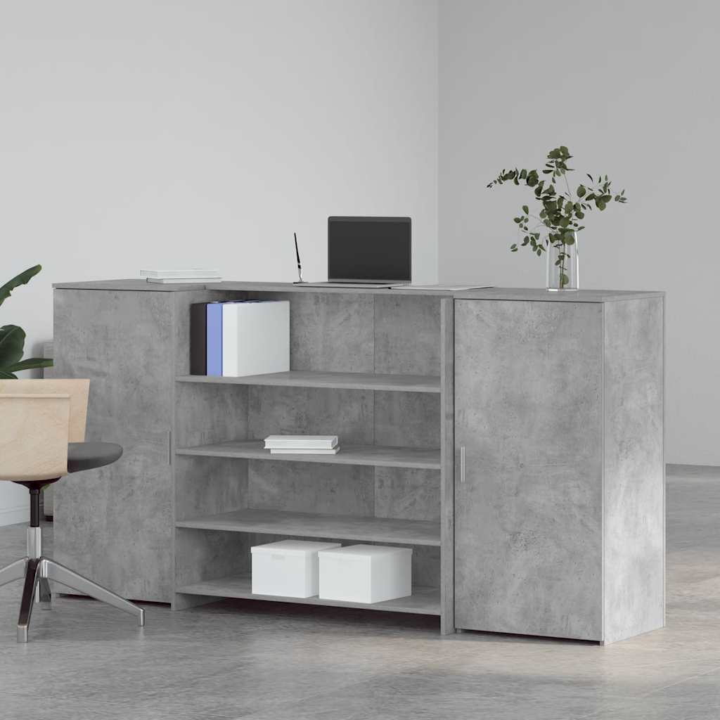 Reception Desk Concrete Gray 200x50x103.5 cm Wood-based Material