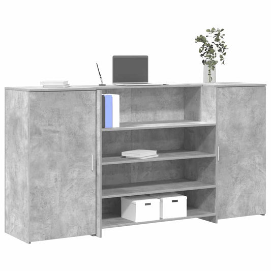 Reception Desk Concrete Gray 200x50x103.5 cm Wood-based Material