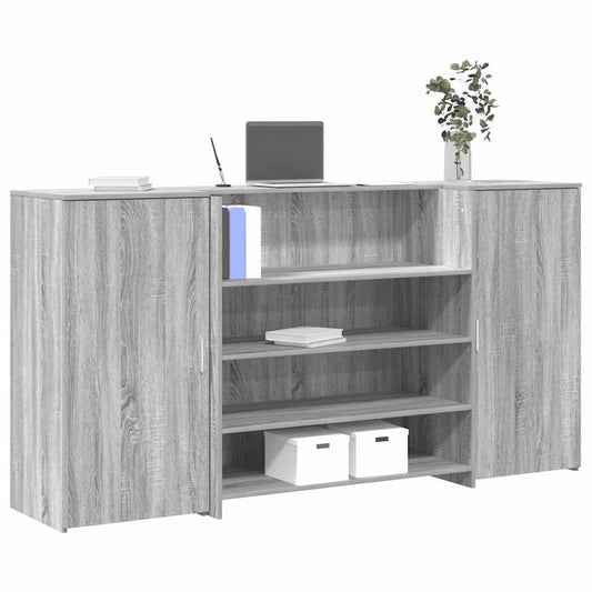 Reception Desk Gray Sonoma 200x50x103.5 cm Wood Material