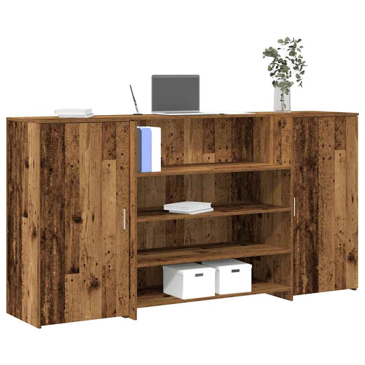 Reception desk reclaimed wood look 200x50x103.5 cm engineered wood