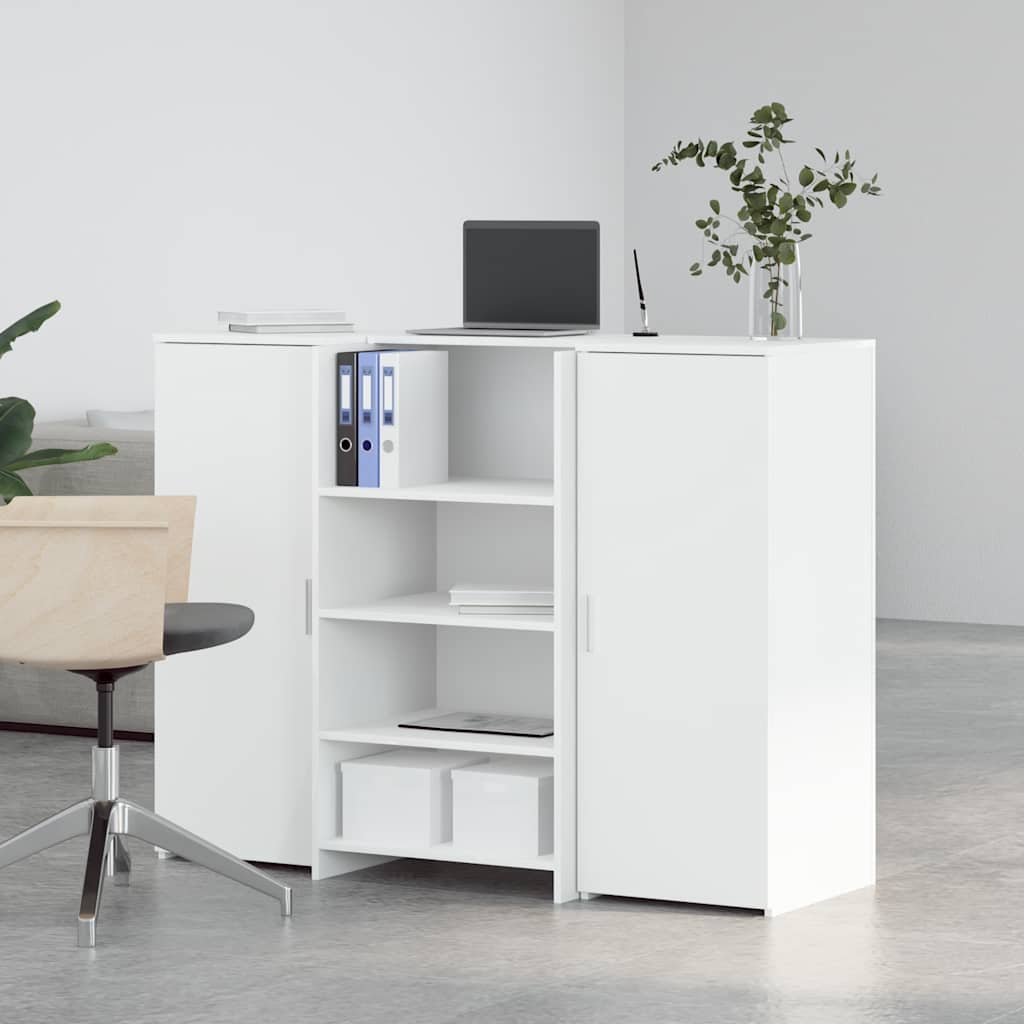 Reception Counter White 135x50x103.5 cm Wood-based Material