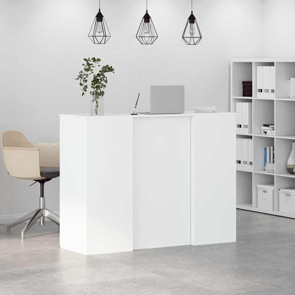 Reception Counter White 135x50x103.5 cm Wood-based Material