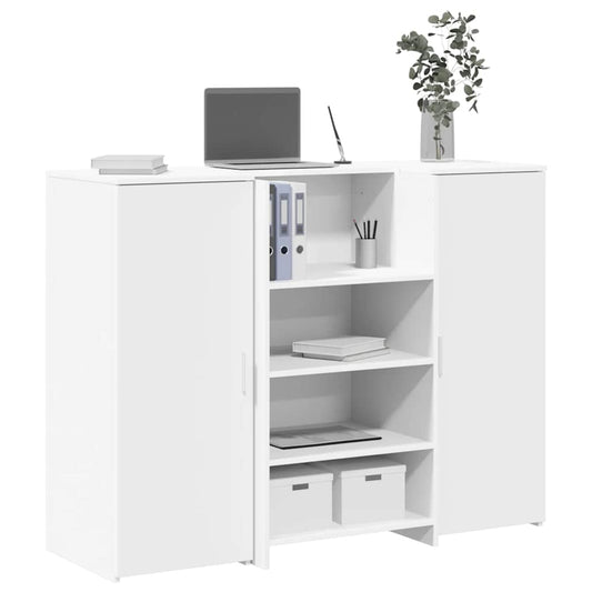 Comptoir de réception blanc 135x50x103,5 cm Bois usiné