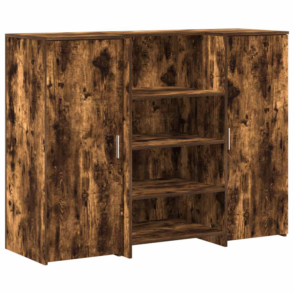 Reception desk smoked oak 135x50x103.5 cm wood-based material