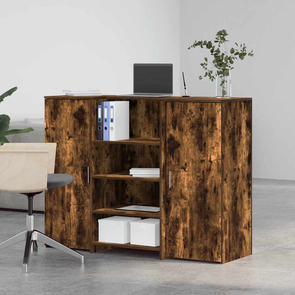 Reception desk smoked oak 135x50x103.5 cm wood-based material