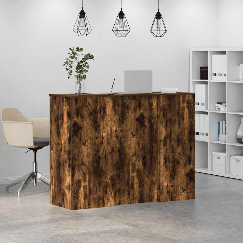 Reception desk smoked oak 135x50x103.5 cm wood-based material