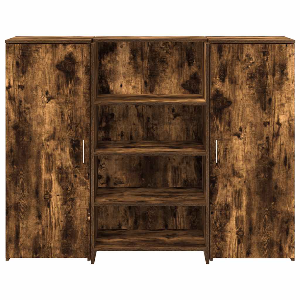 Reception desk smoked oak 135x50x103.5 cm wood-based material