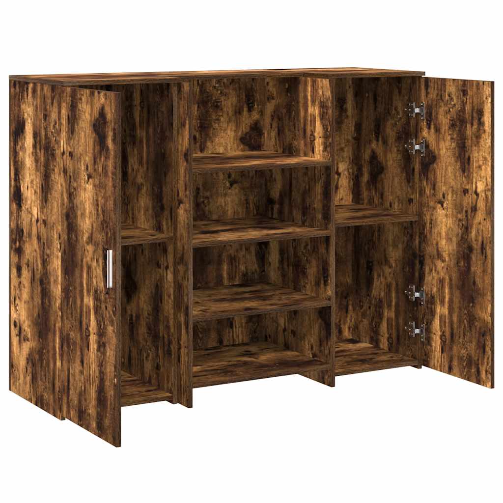 Reception desk smoked oak 135x50x103.5 cm wood-based material