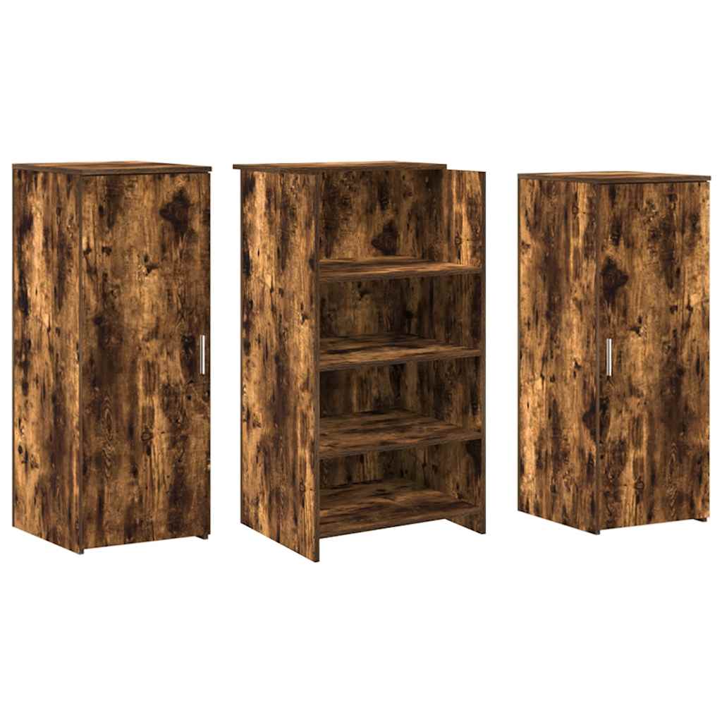 Reception desk smoked oak 135x50x103.5 cm wood-based material