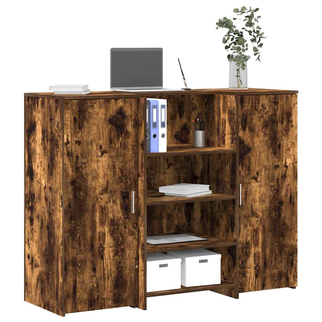 Reception desk smoked oak 135x50x103.5 cm wood-based material