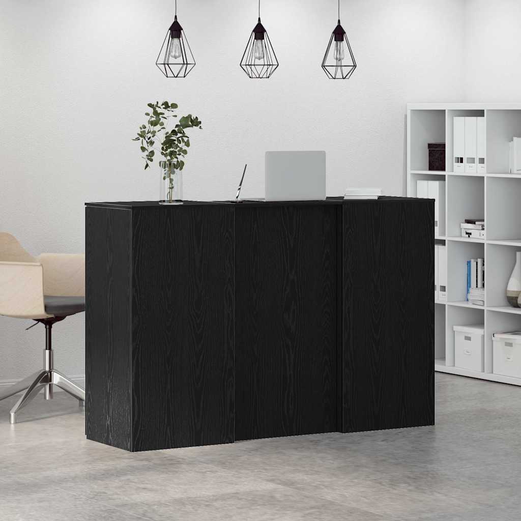 Empfangstheke Schwarz Eichen-Optik 155x50x103,5cm Holzwerkstoff