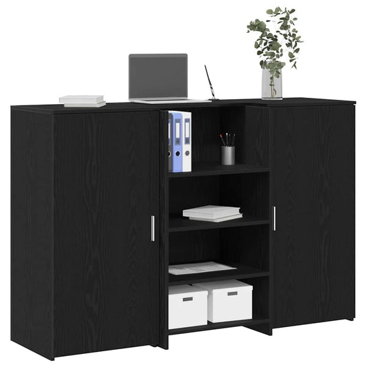 Reception Desk Black Oak Effect 155x50x103.5cm Engineered Wood