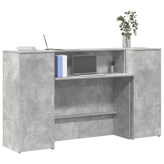 Comptoir de réception gris béton 180x50x103,5 cm Panneau de bois