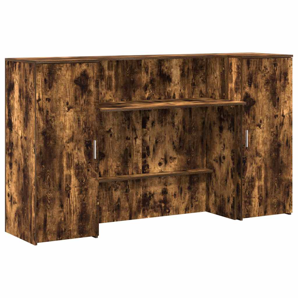 Reception desk smoked oak 180x50x103.5 cm wood-based material
