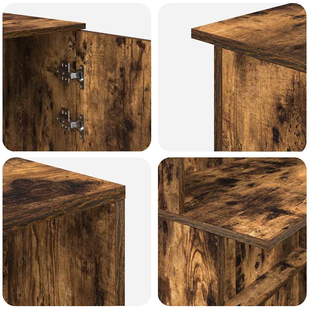 Reception desk smoked oak 180x50x103.5 cm wood-based material