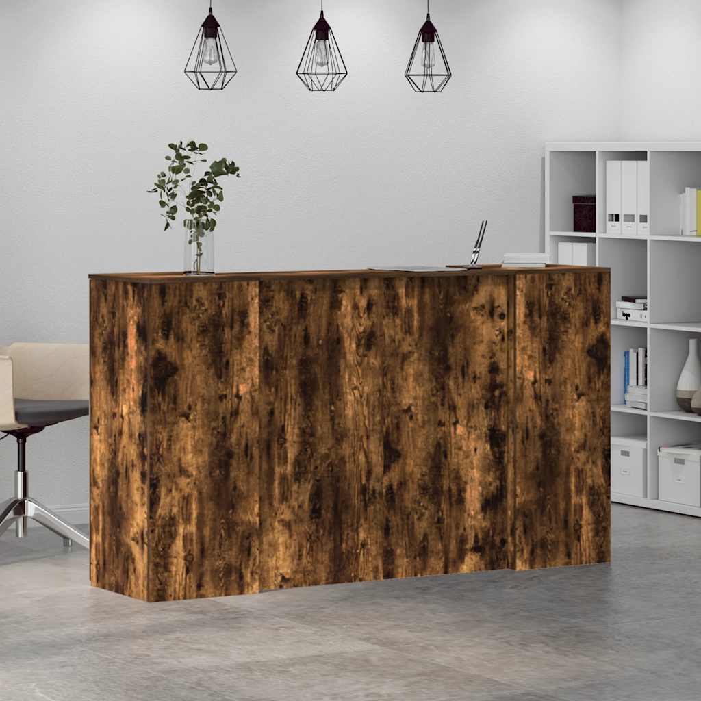 Reception desk smoked oak 180x50x103.5 cm wood-based material