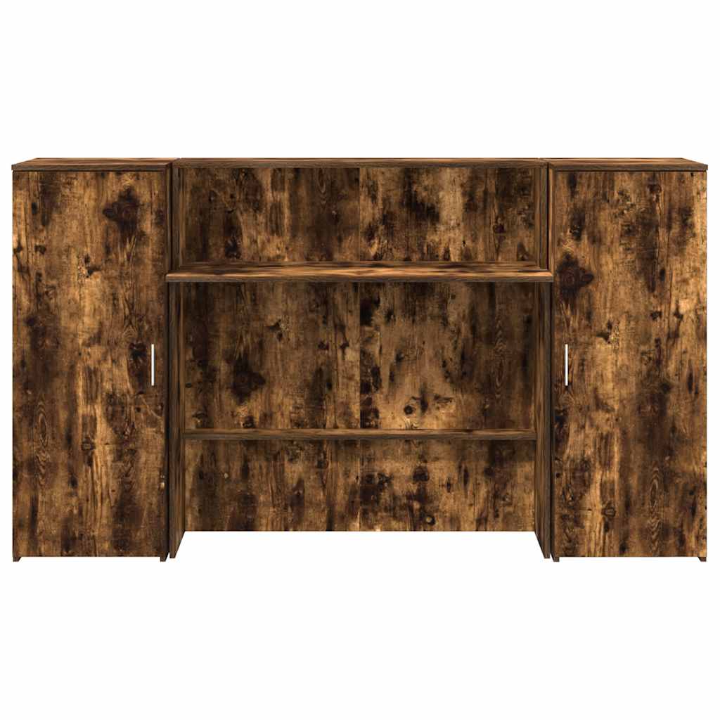 Reception desk smoked oak 180x50x103.5 cm wood-based material