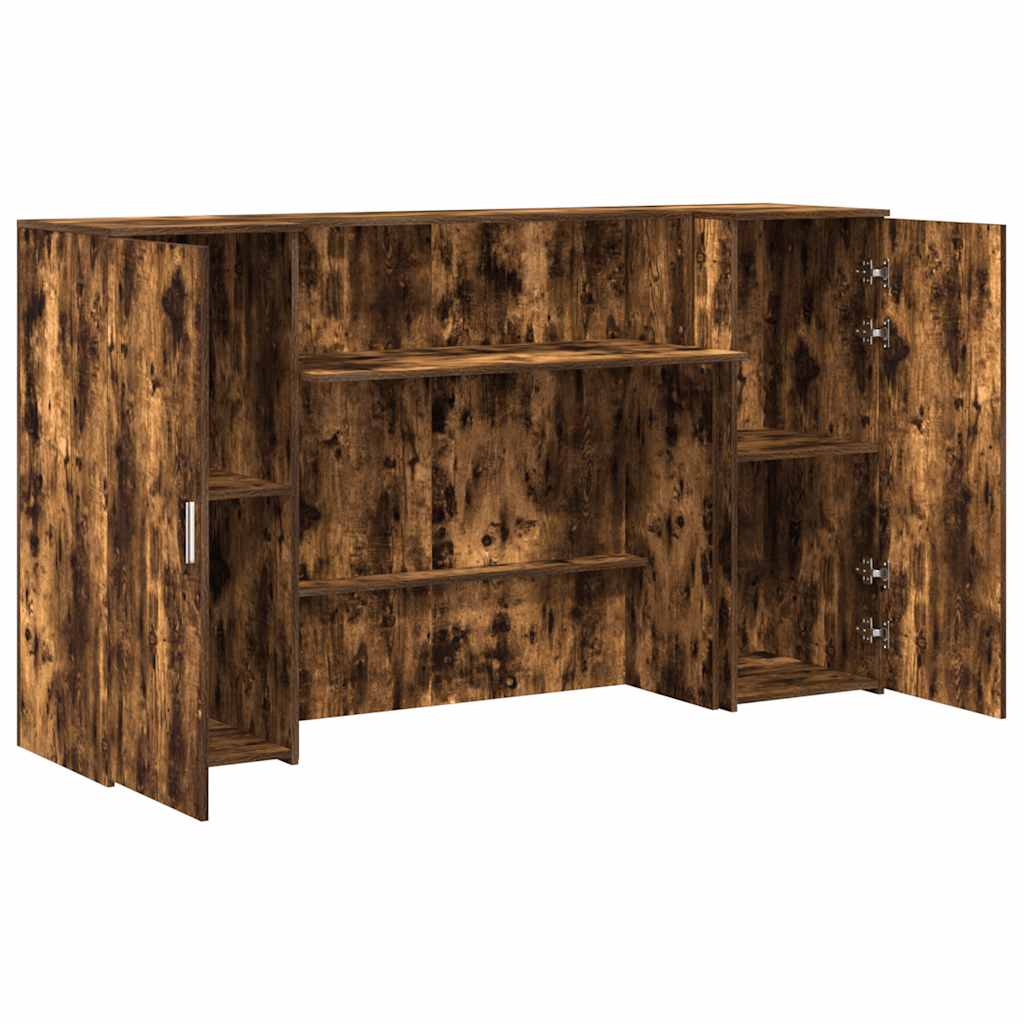 Reception desk smoked oak 180x50x103.5 cm wood-based material
