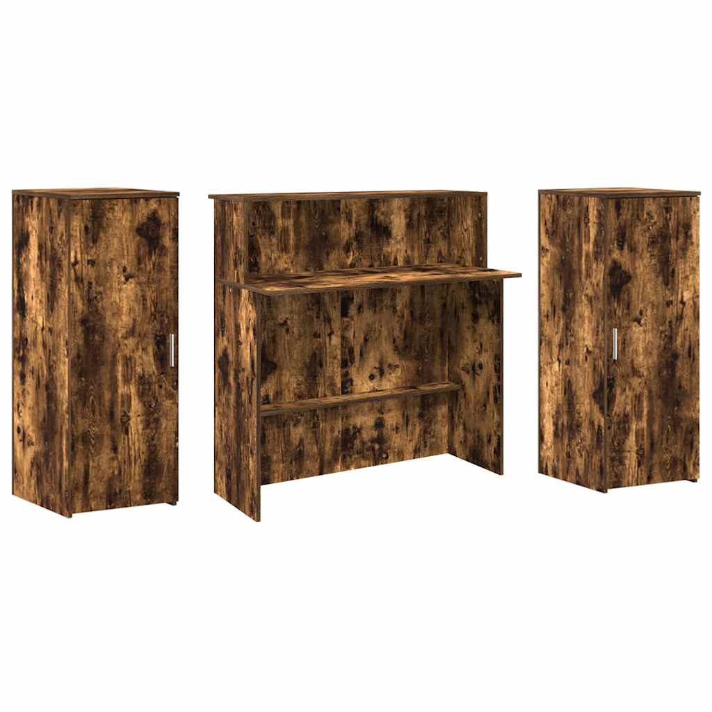 Reception desk smoked oak 180x50x103.5 cm wood-based material