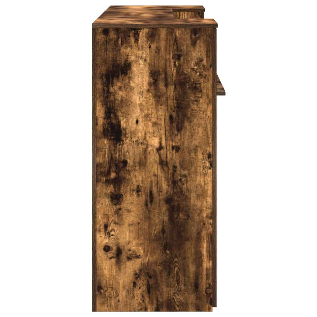 Reception desk smoked oak 180x50x103.5 cm wood-based material