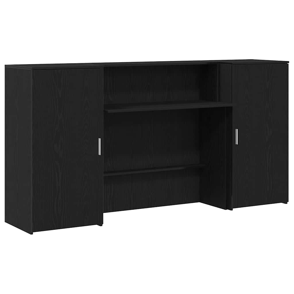 Reception Desk Black Oak Effect 200x50x103.5cm Wood Material