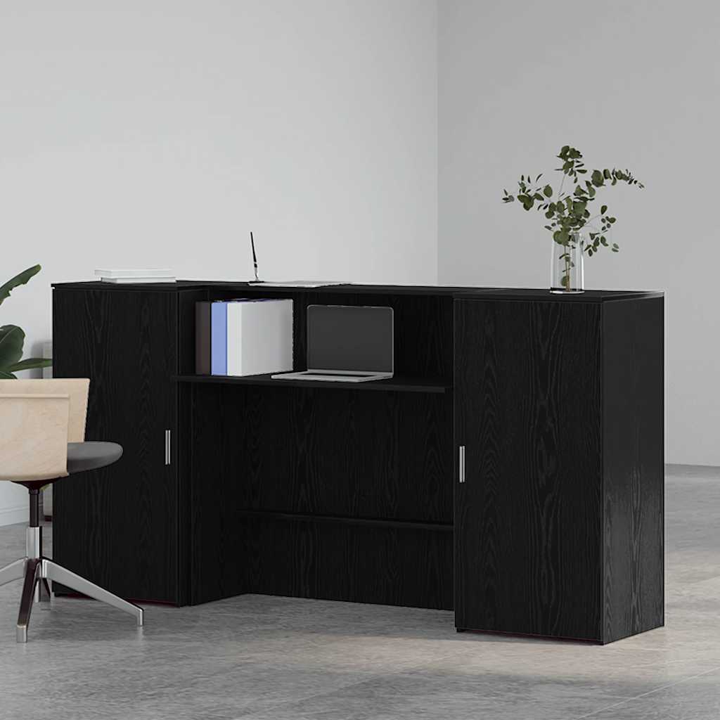Reception Desk Black Oak Effect 200x50x103.5cm Wood Material
