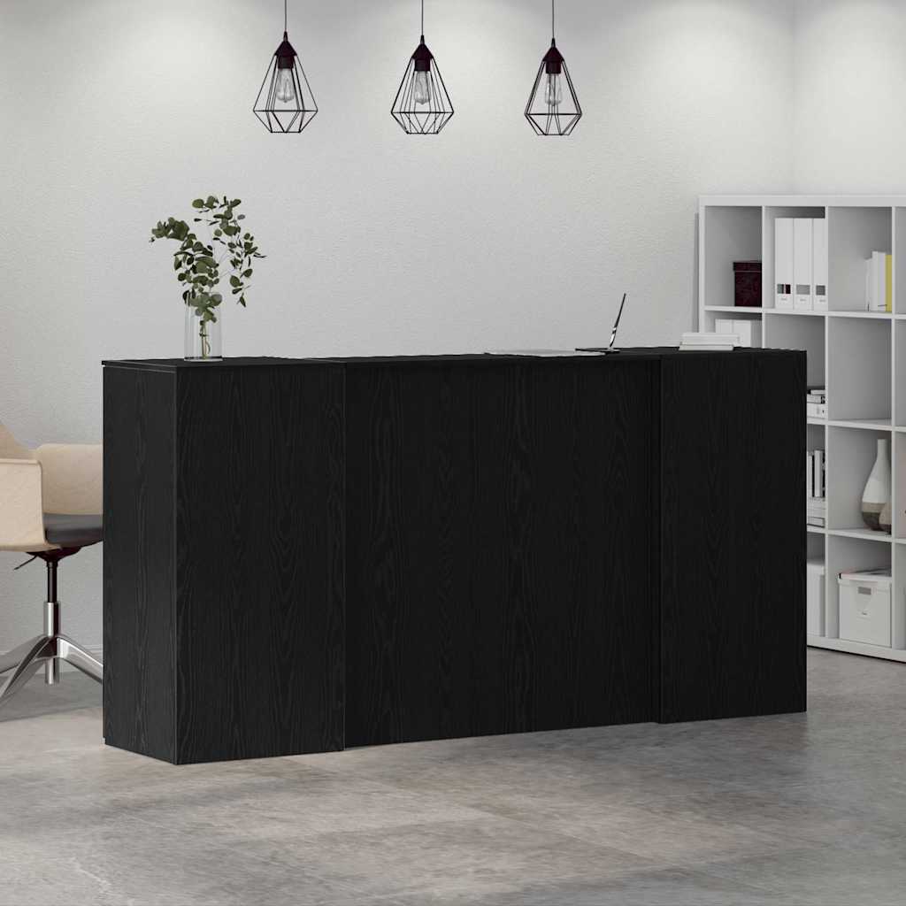 Reception Desk Black Oak Effect 200x50x103.5cm Wood Material