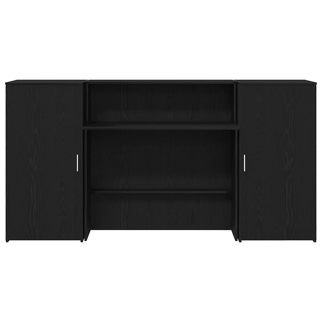 Reception Desk Black Oak Effect 200x50x103.5cm Wood Material